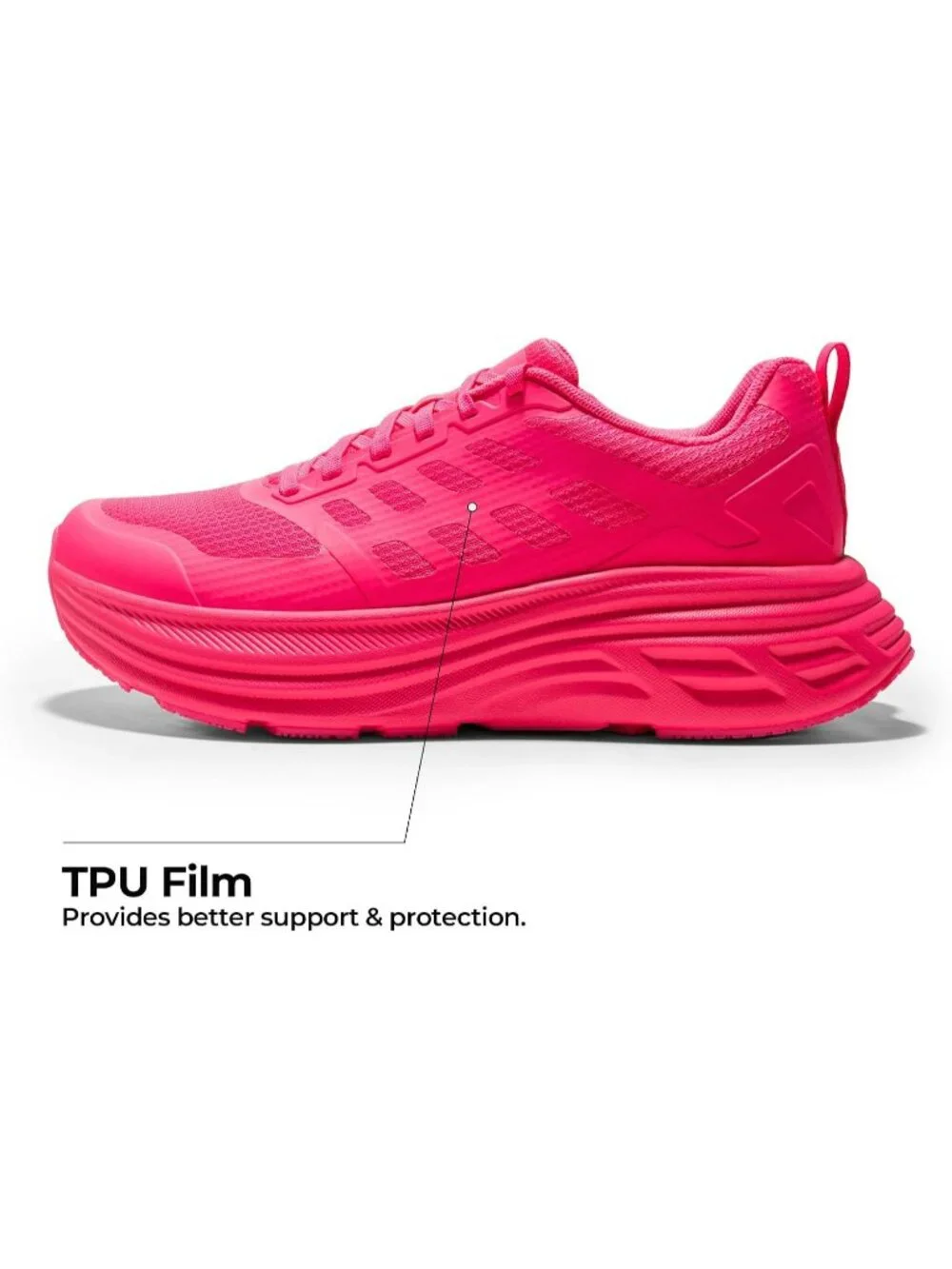 Women's Hot Pink Walking Shoes Lace Up No Heel Round Toe Athletic Sneaker